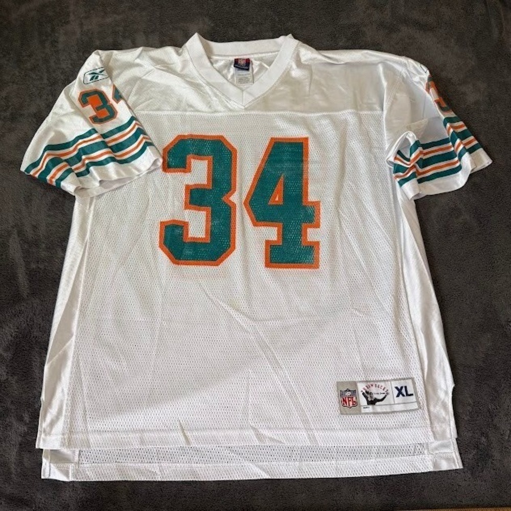 Mens Reebok NFL Miami Dolphins Ricky Williams 34 Jersey White XL Throwbacks